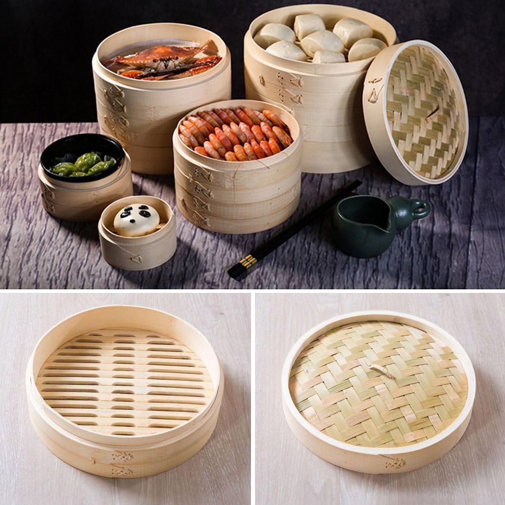 Bao Steamer Bamboo - Пароварка бамбуковая китайская с крышкой, корзина